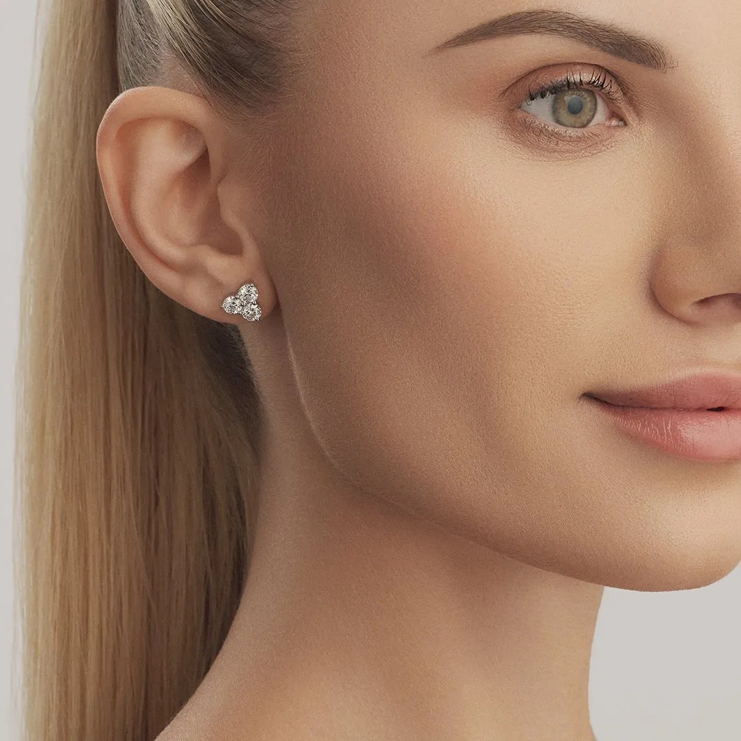 Classic Three Stone Round Diamond Earrings