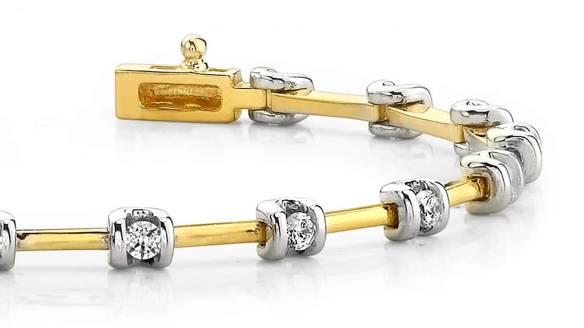 Classic Two Tone Channel Set Diamond Bracelet with 1.02 ct.(finished) 2.6mm