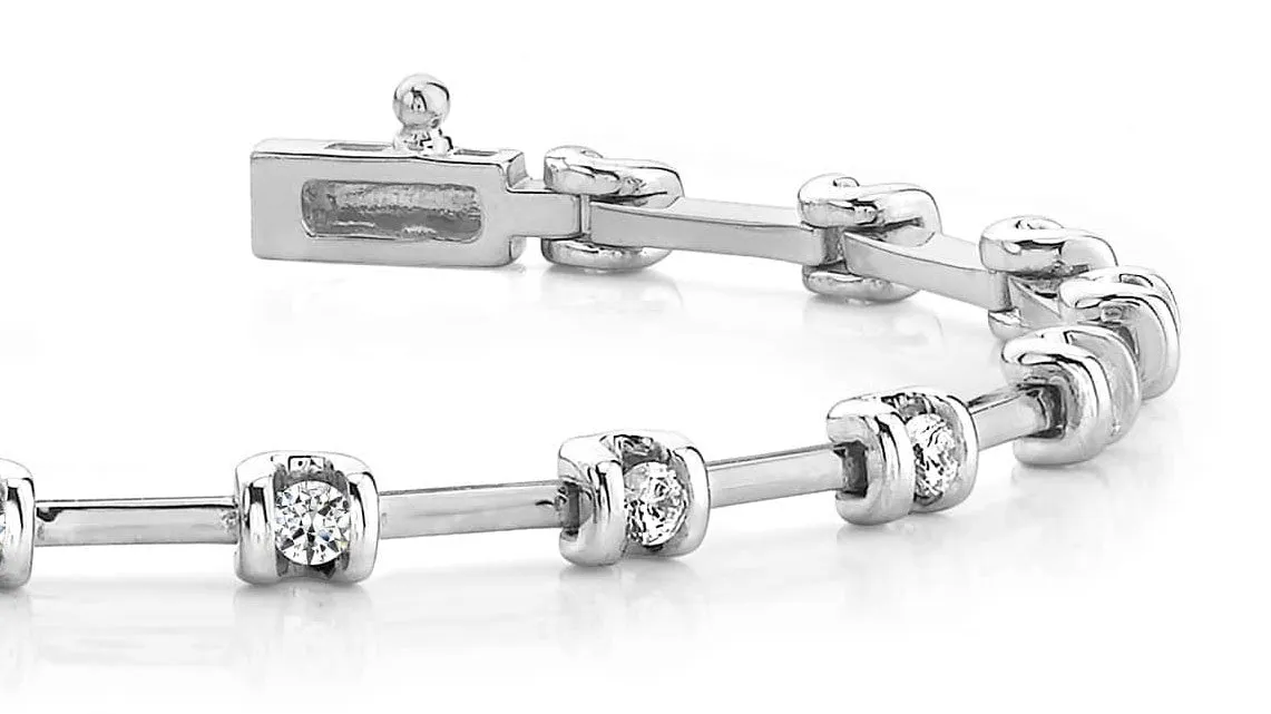 Classic Two Tone Channel Set Diamond Bracelet with 1.02 ct.(finished) 2.6mm