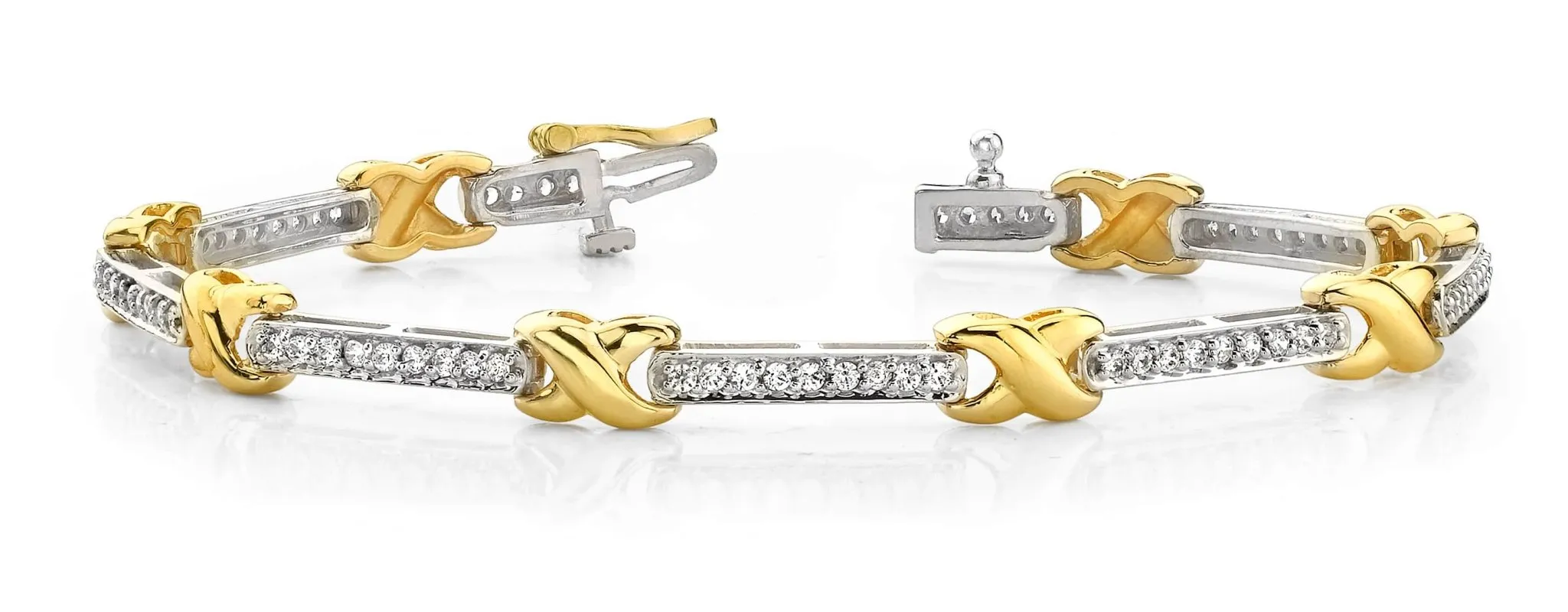 Classic Wavy X And Lab-Grown Diamond Bracelet with 1.85 ct.(finished) 2.0mm
