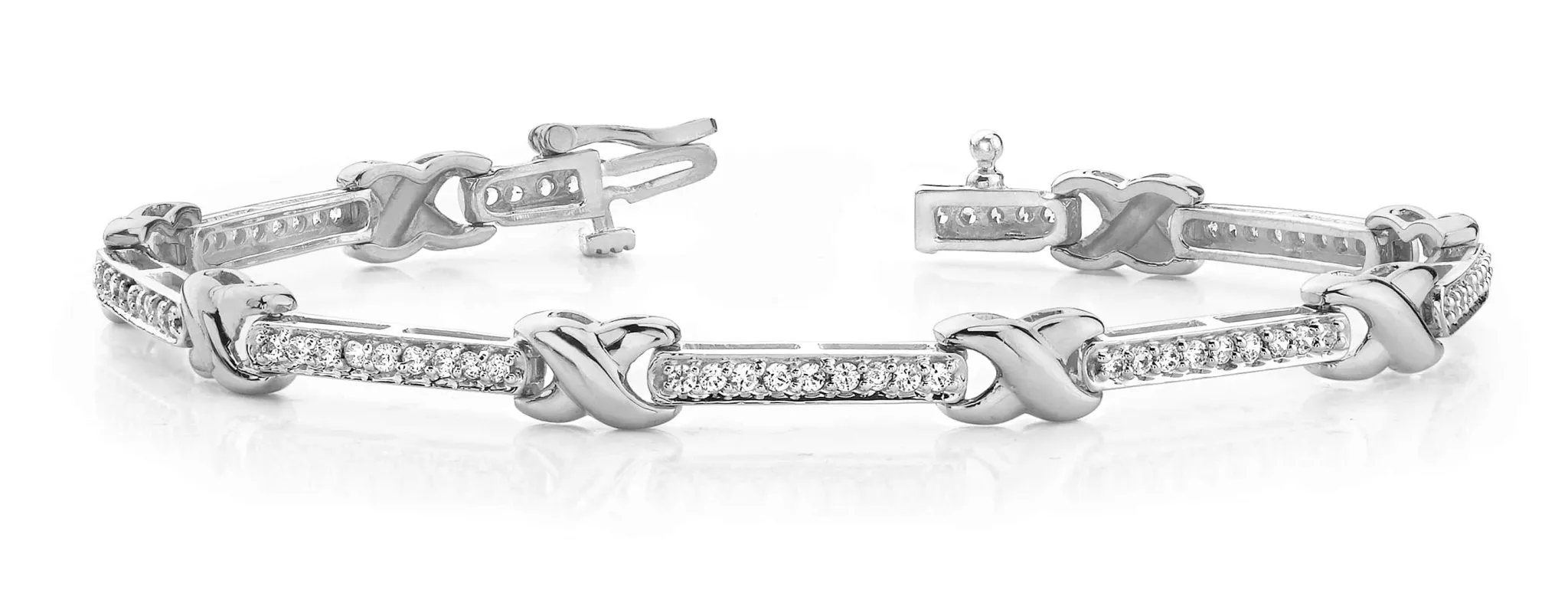 Classic Wavy X And Lab-Grown Diamond Bracelet with 1.85 ct.(finished) 2.0mm