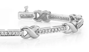 Classic Wavy X And Lab-Grown Diamond Bracelet with 1.85 ct.(finished) 2.0mm