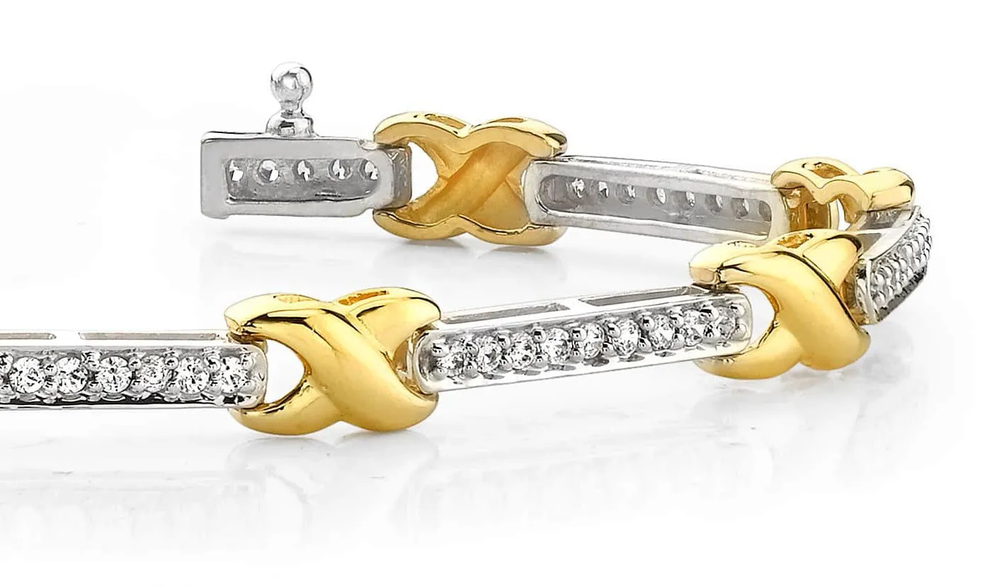 Classic Wavy X And Lab-Grown Diamond Bracelet with 1.85 ct.(finished) 2.0mm