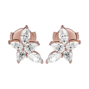 Cluster Diamond Earrings in 18K Rose Gold