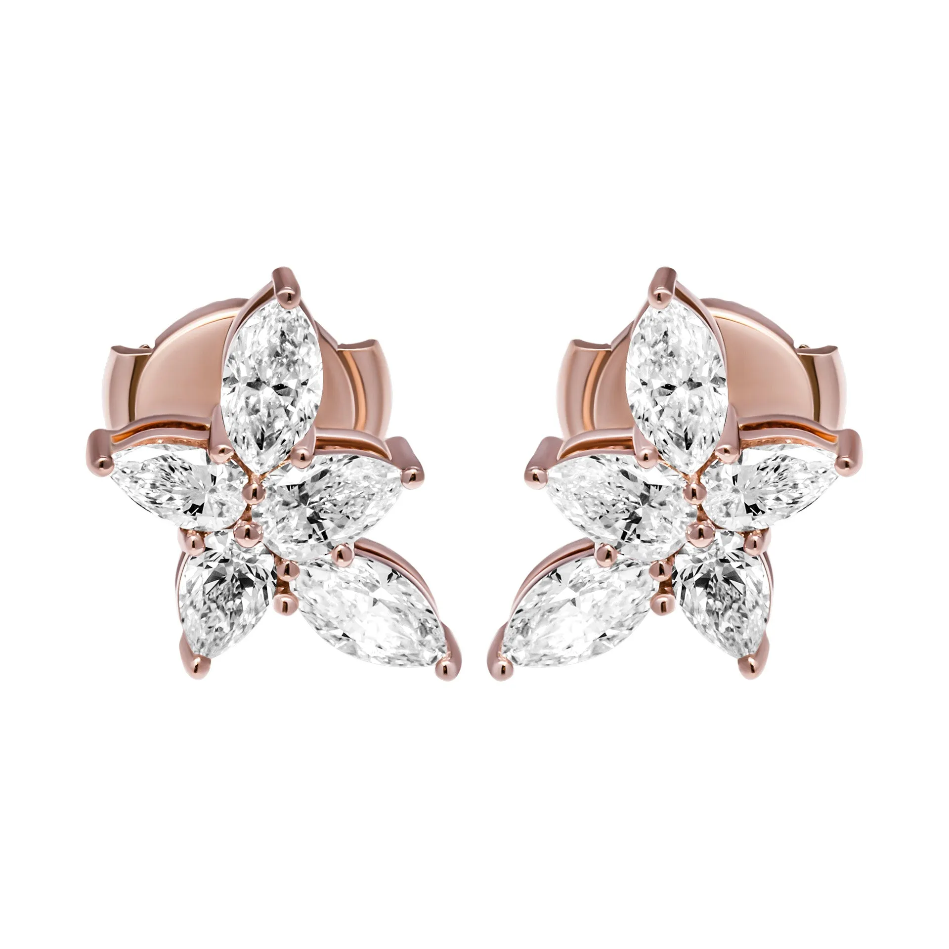 Cluster Diamond Earrings in 18K Rose Gold