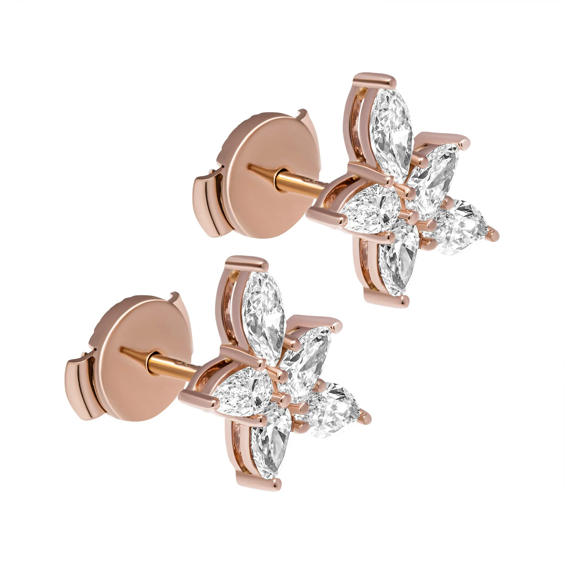 Cluster Diamond Earrings in 18K Rose Gold