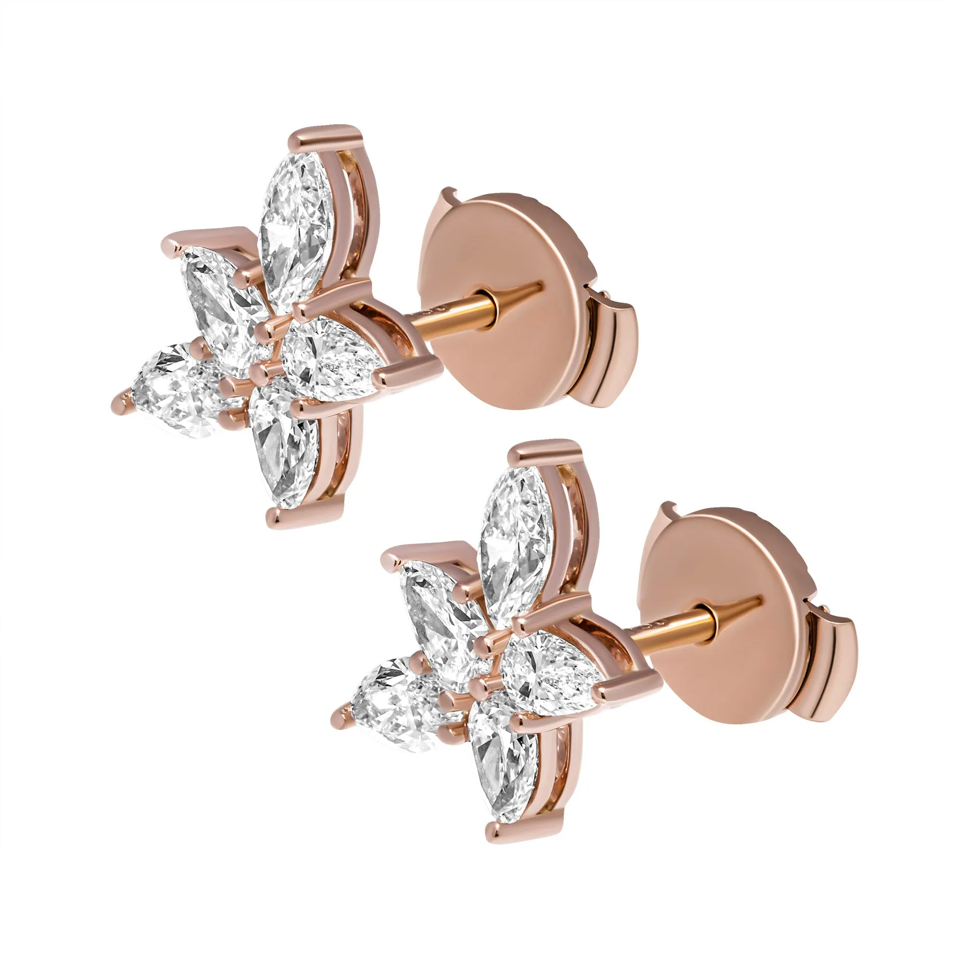 Cluster Diamond Earrings in 18K Rose Gold