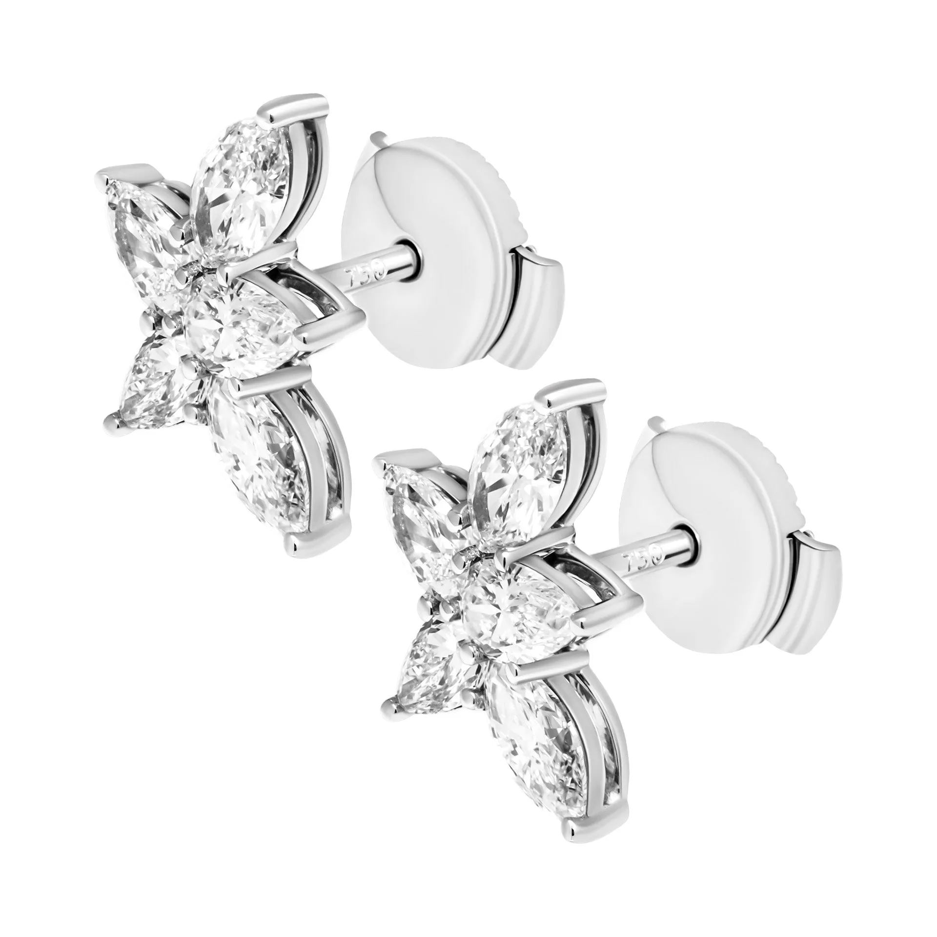Cluster Diamond Earrings in 18K White Gold