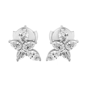 Cluster Diamond Earrings in 18K White Gold