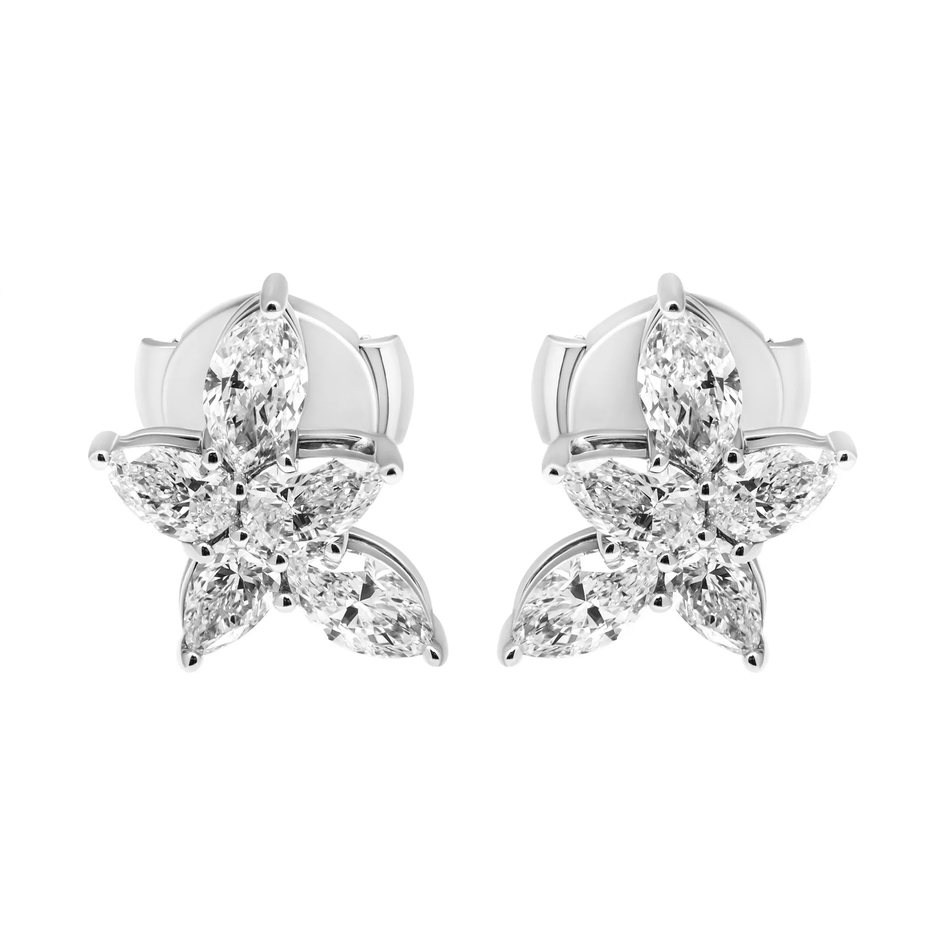 Cluster Diamond Earrings in 18K White Gold