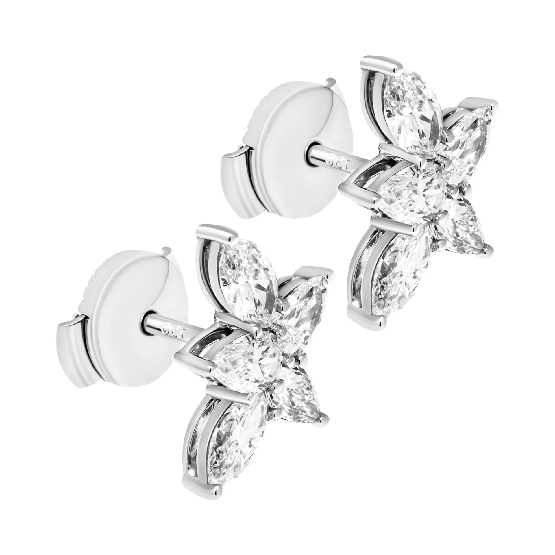 Cluster Diamond Earrings in 18K White Gold