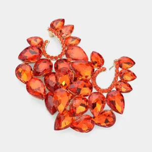 Cluster of Orange Teardrop Stones Pageant Earrings | Prom Earrings | 624321