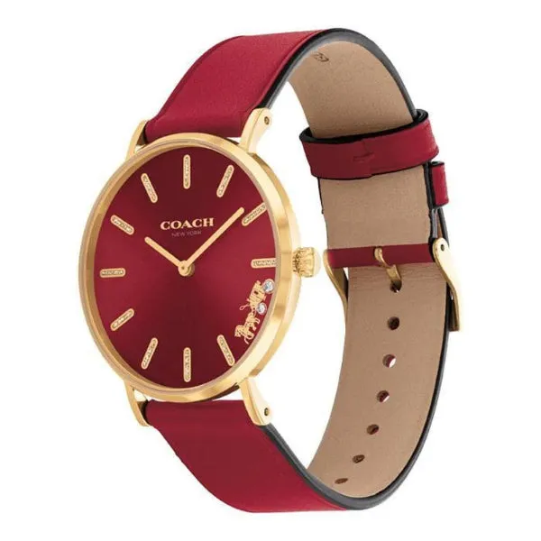 Coach Perry Red Leather Strap Red Dial Quartz Watch for Ladies - 14503852