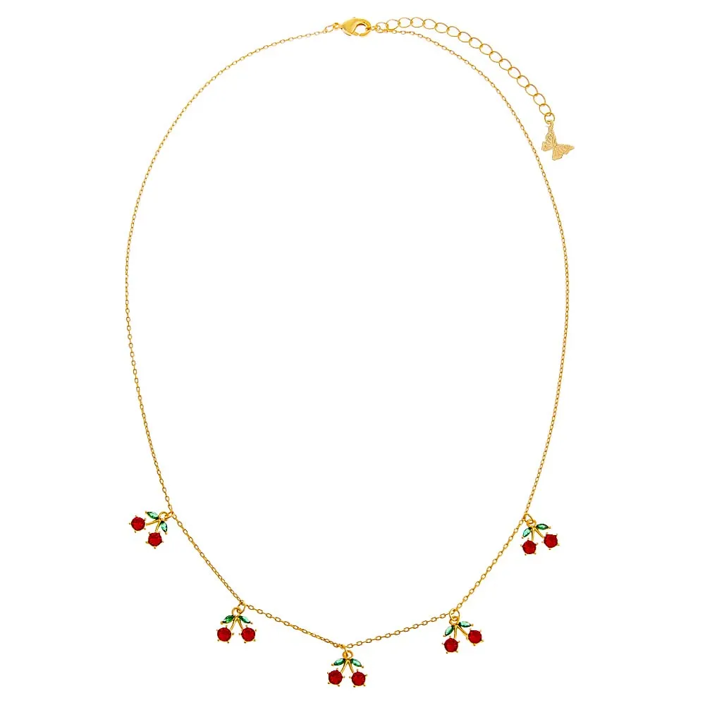 Colored Multi Cherry Dangling Necklace