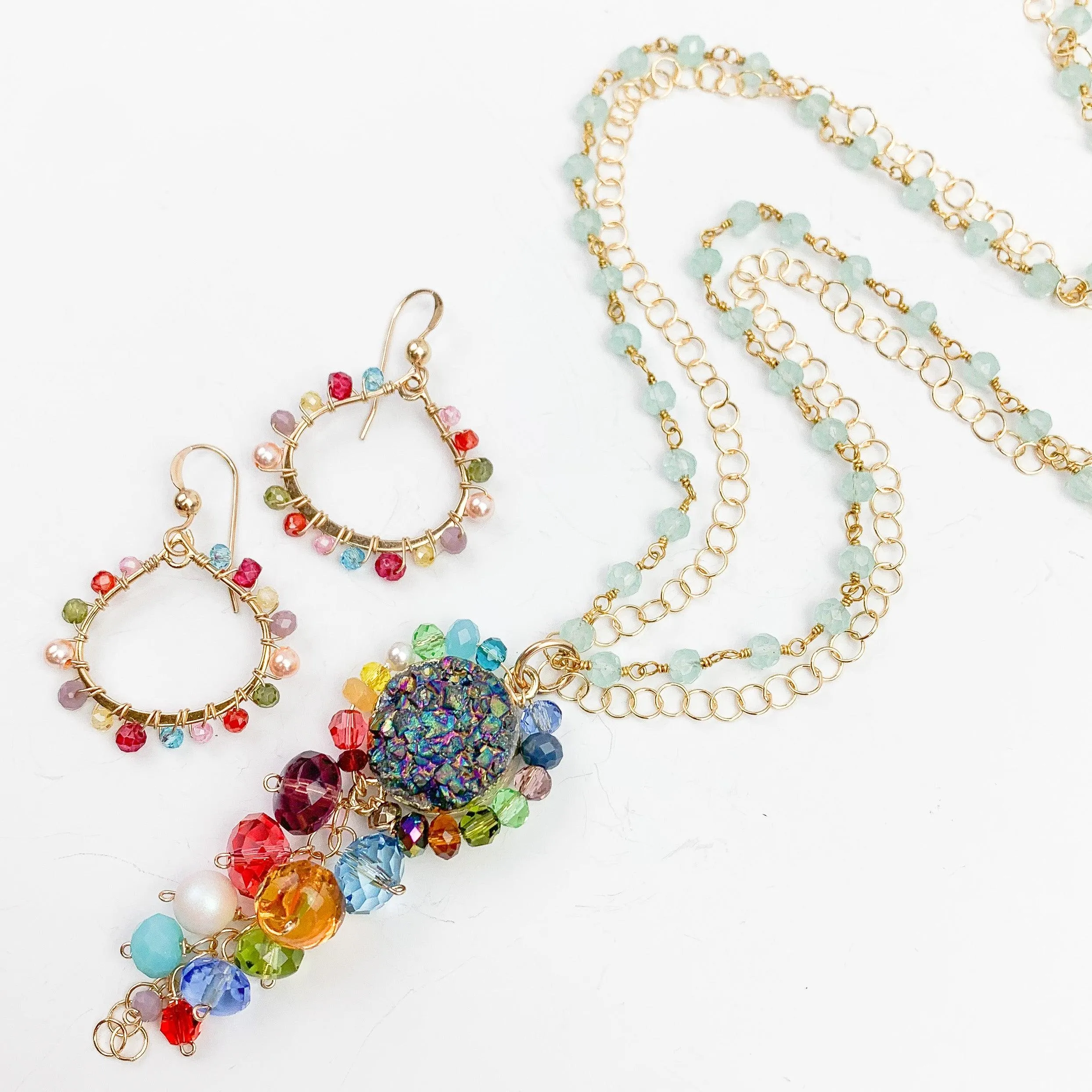 Colorful Iridescent Druzy Necklace