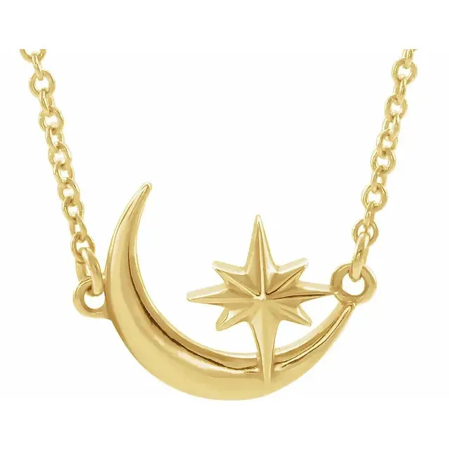 Crescent Moon & Star 16-18" Necklace 86843