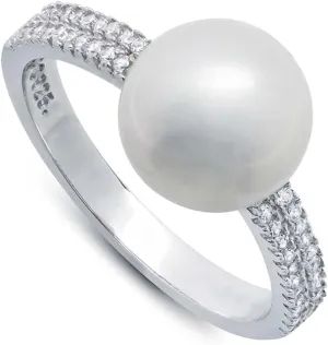 Crislu Freshwater Pearl and CZ Cocktail Ring