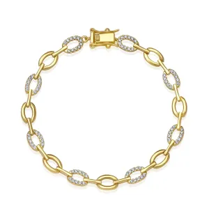 Crislu Pave Oval Linked Bracelet Finished in 18kt Yellow Gold