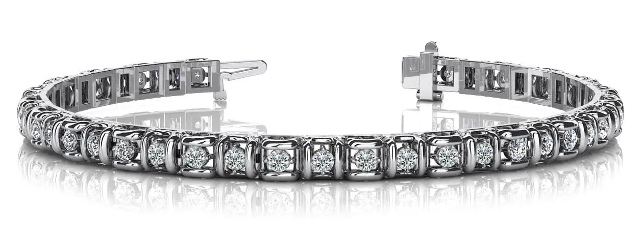 Cross Directional Link Diamond Bracelet with 1.51 ct.(finished) 1.9mm