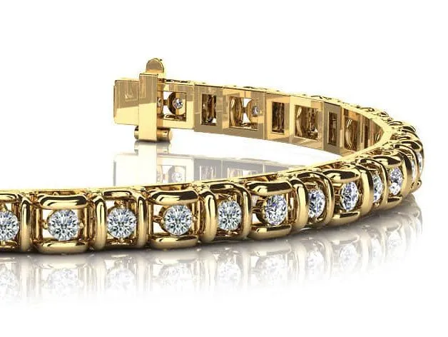 Cross Directional Link Diamond Bracelet with 1.51 ct.(finished) 1.9mm