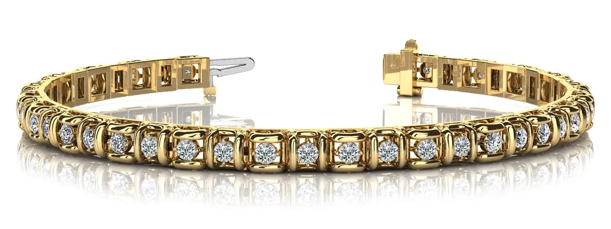 Cross Directional Link Diamond Bracelet with 1.51 ct.(finished) 1.9mm