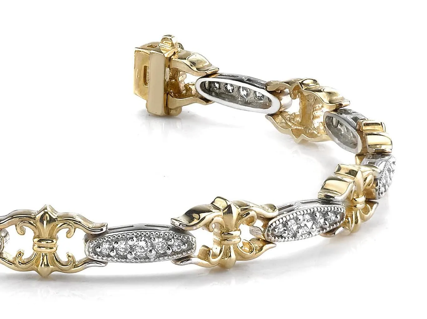 Crown Link Diamond Bracelet with 1.00 ct.(finished) 1.25mm, 1.5mm, 2.0mm