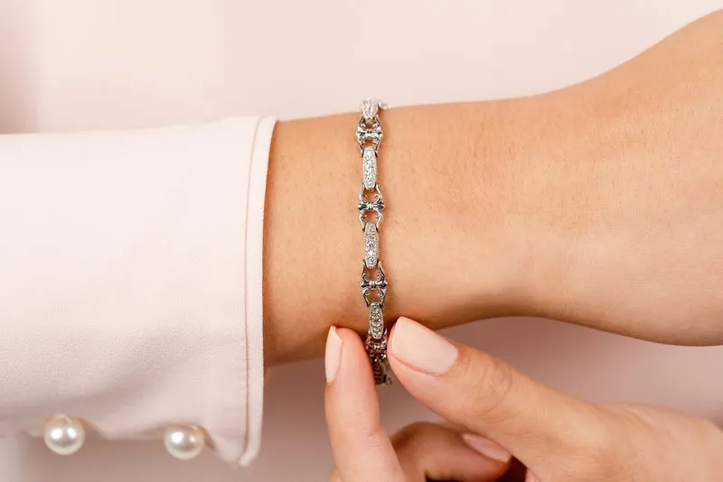 Crown Link Diamond Bracelet with 1.00 ct.(finished) 1.25mm, 1.5mm, 2.0mm