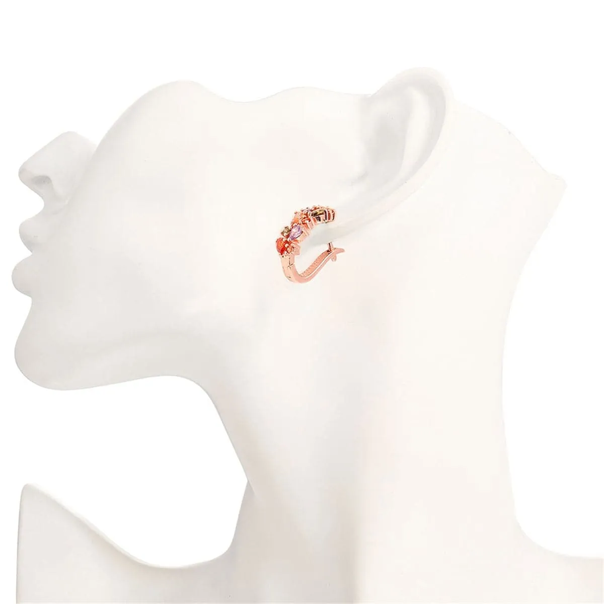 Cubic Zirconia & Crystal 18K Rose Gold-Plated Cluster Huggie Earrings
