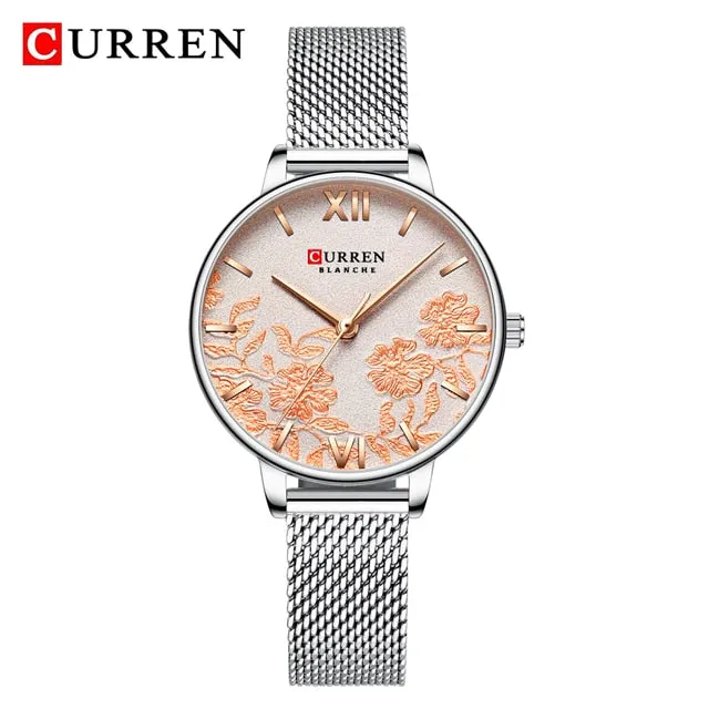 CURREN Women Watches Top Brand Luxury Rose Gold Bracelets Watch Ladies Stainless Steel Quartz Lady Wristwatches Relogio Feminino