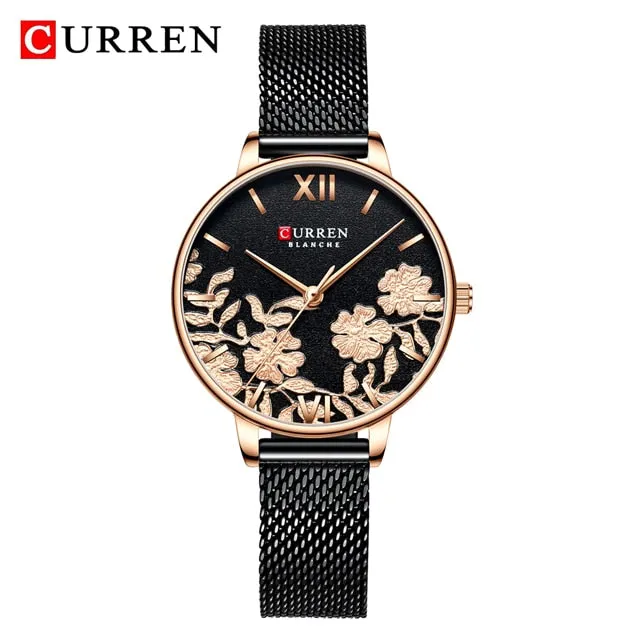 CURREN Women Watches Top Brand Luxury Rose Gold Bracelets Watch Ladies Stainless Steel Quartz Lady Wristwatches Relogio Feminino