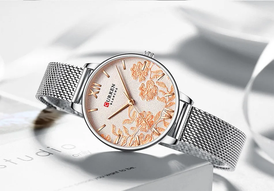 CURREN Women Watches Top Brand Luxury Rose Gold Bracelets Watch Ladies Stainless Steel Quartz Lady Wristwatches Relogio Feminino