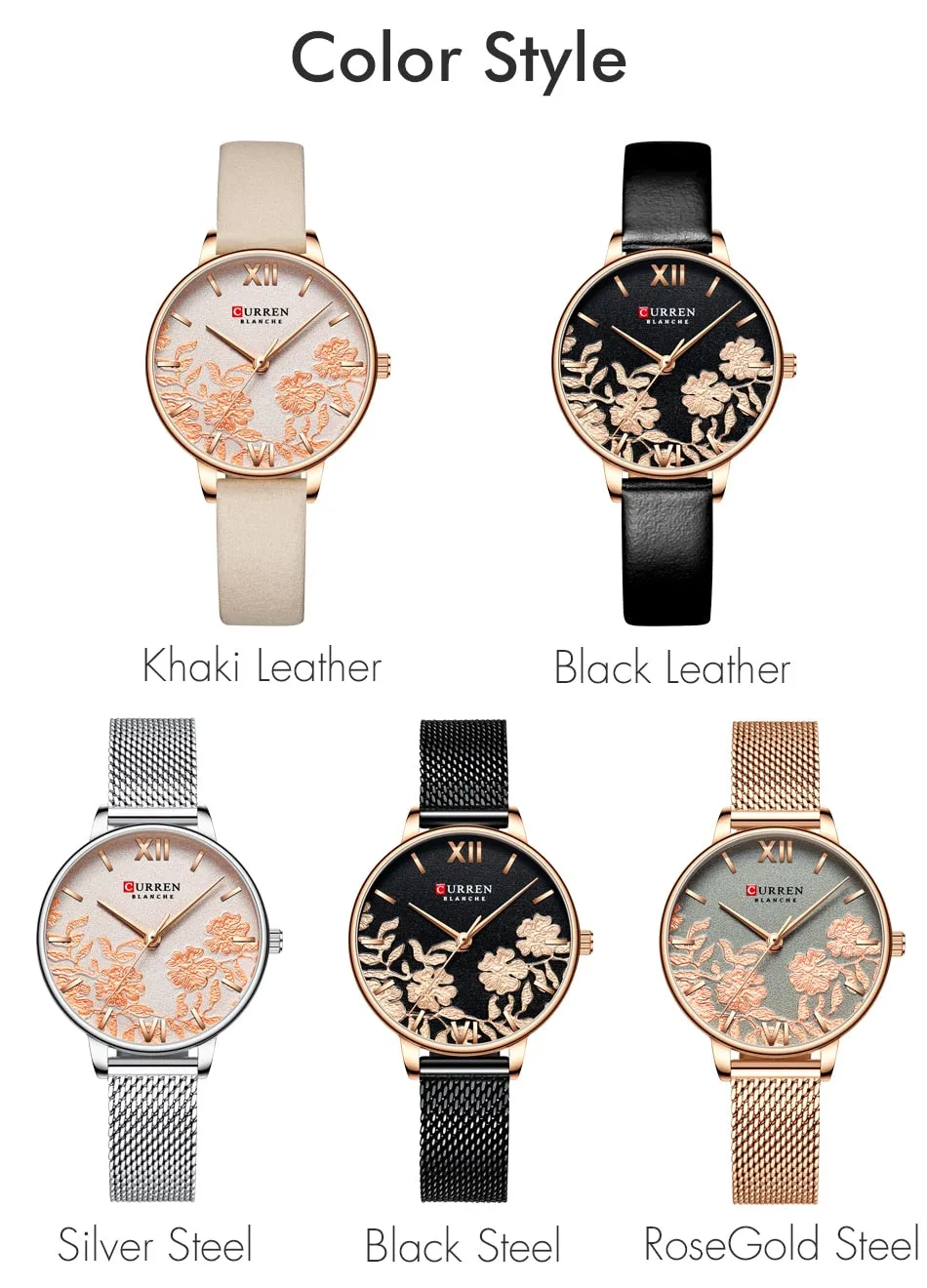 CURREN Women Watches Top Brand Luxury Rose Gold Bracelets Watch Ladies Stainless Steel Quartz Lady Wristwatches Relogio Feminino