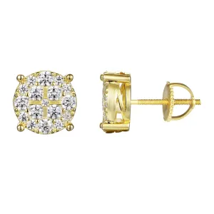 Custom Cross Solitaire Prong Set Silver Stud Earrings