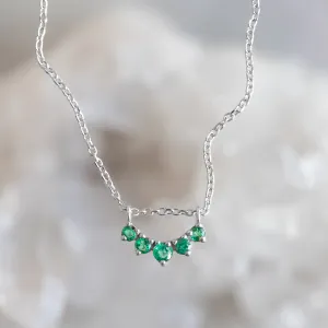 Custom Emerald Gemstone Sunburst Necklace | 10K White Gold