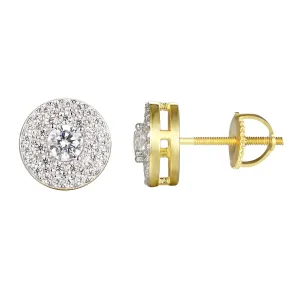 Custom Prong Set Bling Round Silver Stud Earrings