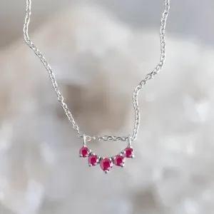Custom Ruby Gemstone Sunburst Necklace | 10K White Gold