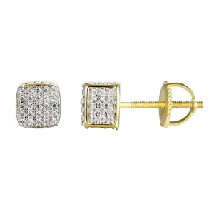 Custom  Square Cube Mini Silver Stud Earrings