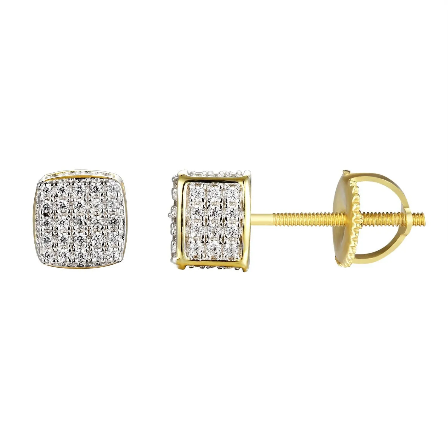Custom  Square Cube Mini Silver Stud Earrings