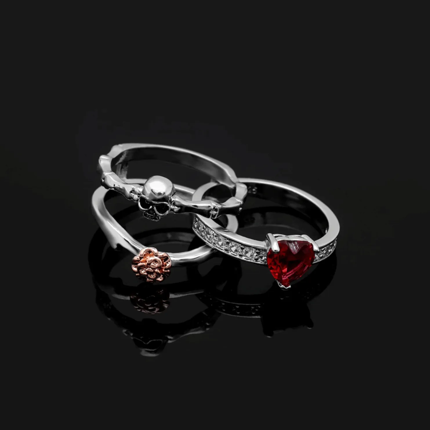 Cycolinks Skull & Rose Combination Ring