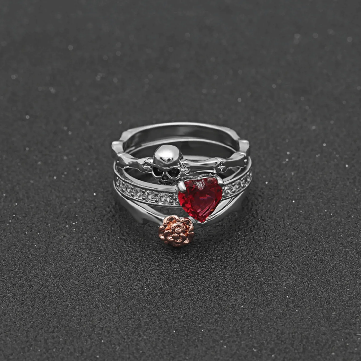 Cycolinks Skull & Rose Combination Ring