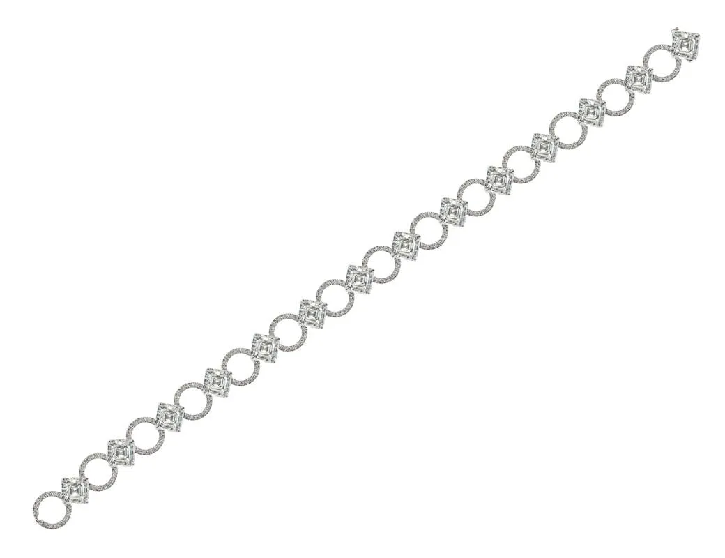 Daniel K Platinum Asscher Diamond Bracelet