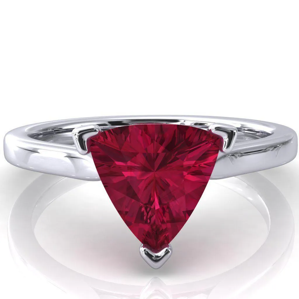 Darci Trillion Ruby 3 Prong Cathedral Solitaire Engagement Ring