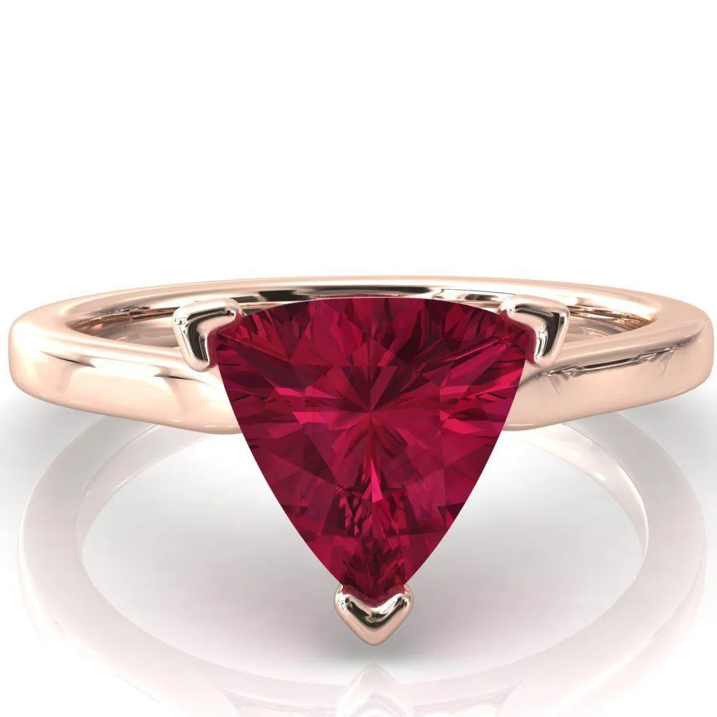 Darci Trillion Ruby 3 Prong Cathedral Solitaire Engagement Ring