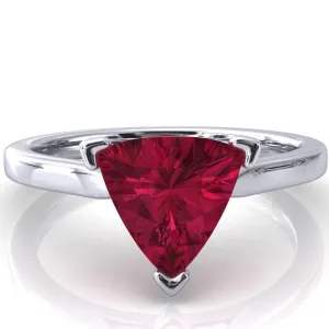 Darci Trillion Ruby 3 Prong Cathedral Solitaire Engagement Ring