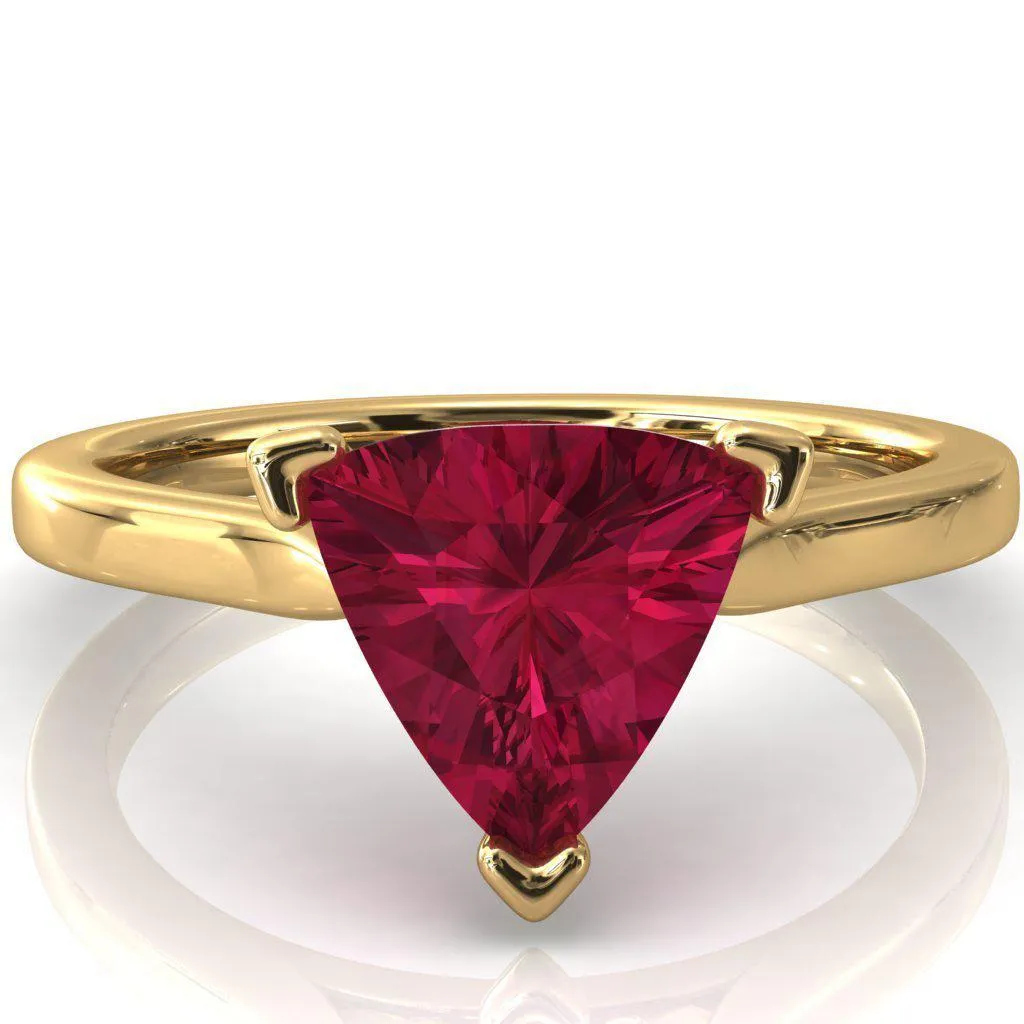 Darci Trillion Ruby 3 Prong Cathedral Solitaire Engagement Ring