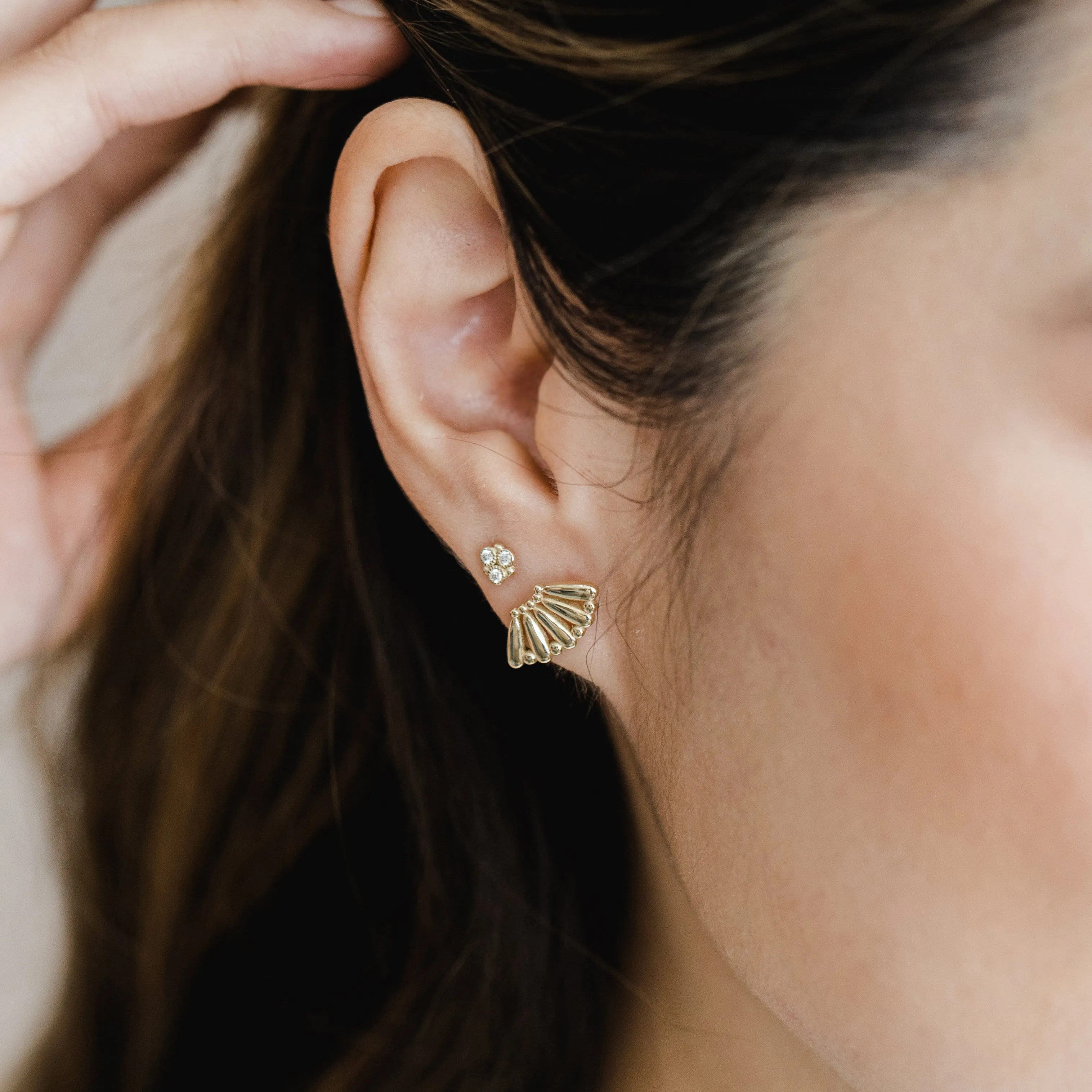 Diamond Beaded Cluster Earrings