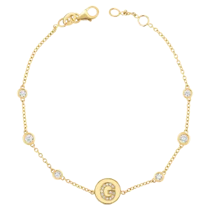 Diamond Bezel Strand Initial Letter Coin Bracelet