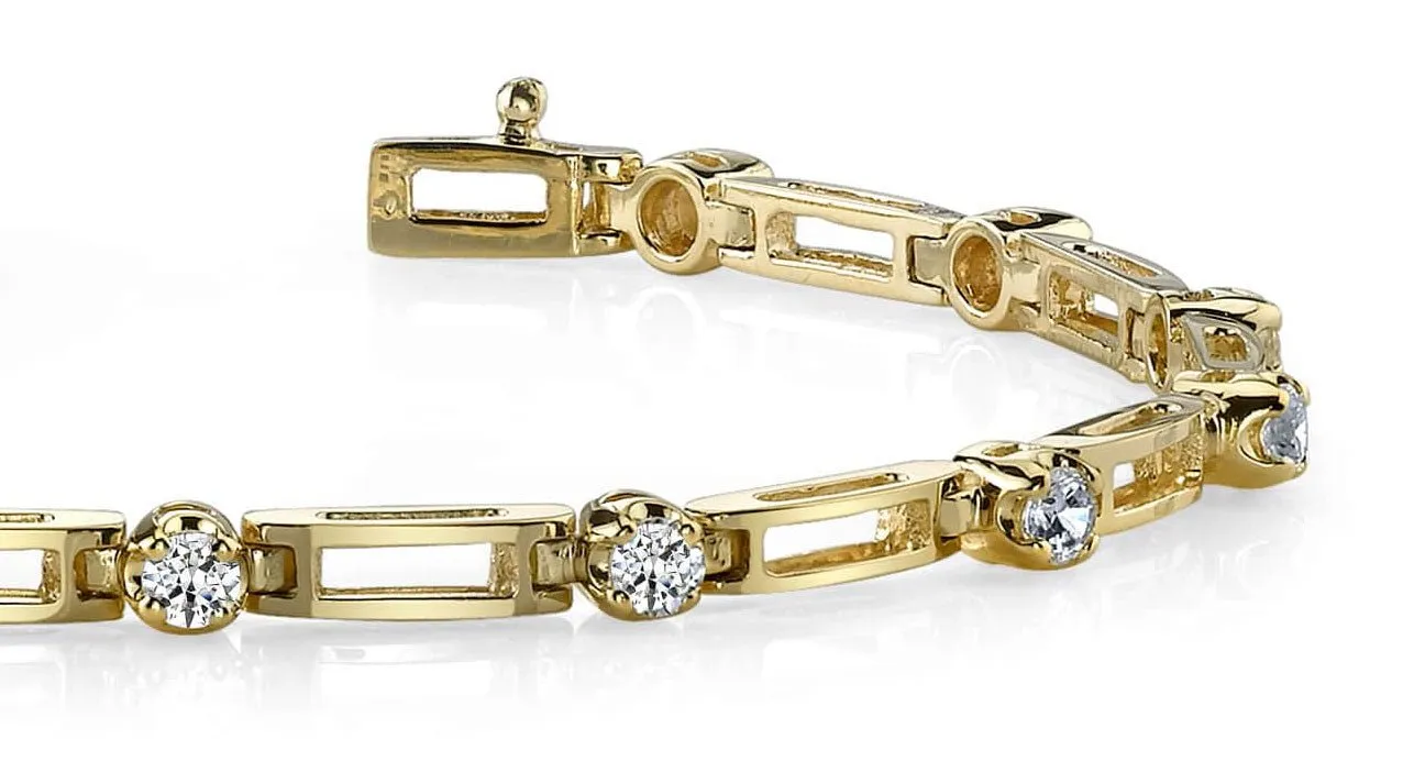 Diamond Box Link Diamond Bracelet with 0.49 ct.(finished) 2.0mm