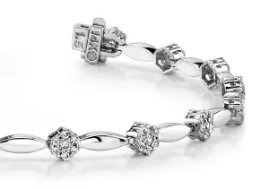 Diamond Cluster Link Bracelet In Lab-Grown Diamond  with 1.50 ct.(finished) 1.3mm, 1.7mm