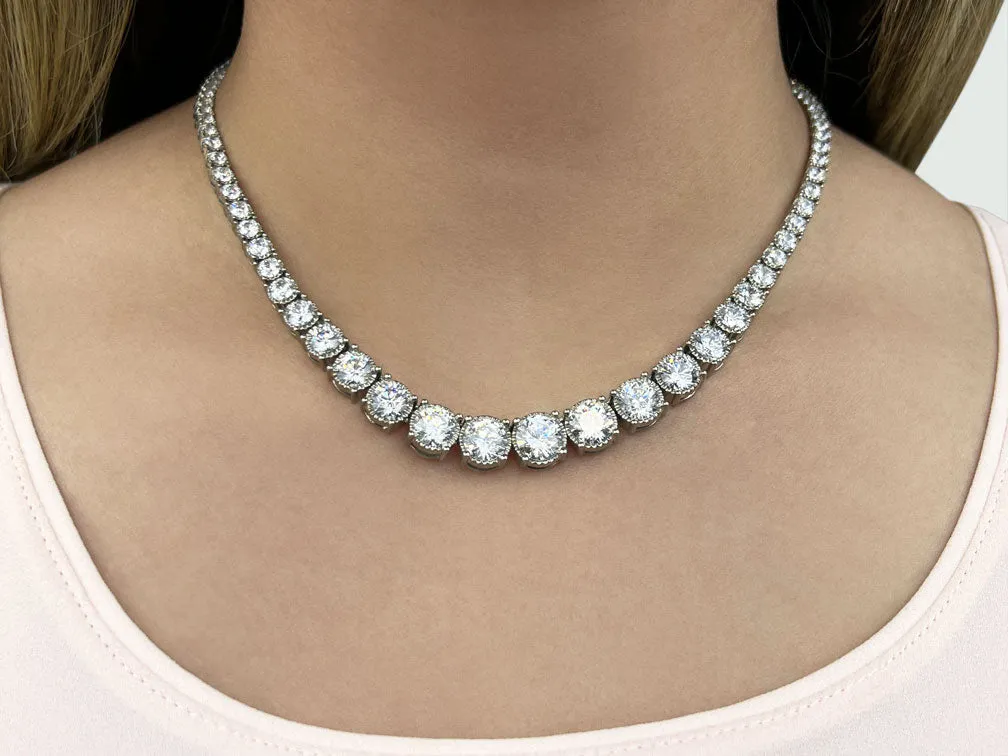 Diamond Crown Tennis Diamond Necklace with 15.06 ct.(finished)
